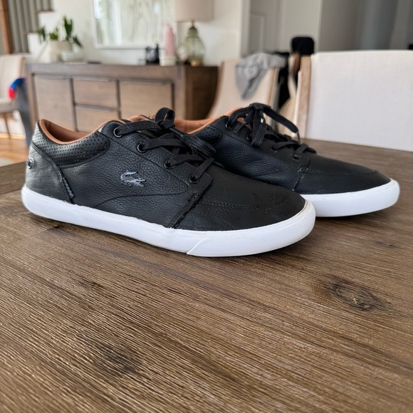 Lacoste Bayliss Vulc PRM Men’s preppy Sneakers Black Leather Size 8 - Picture 2 of 9